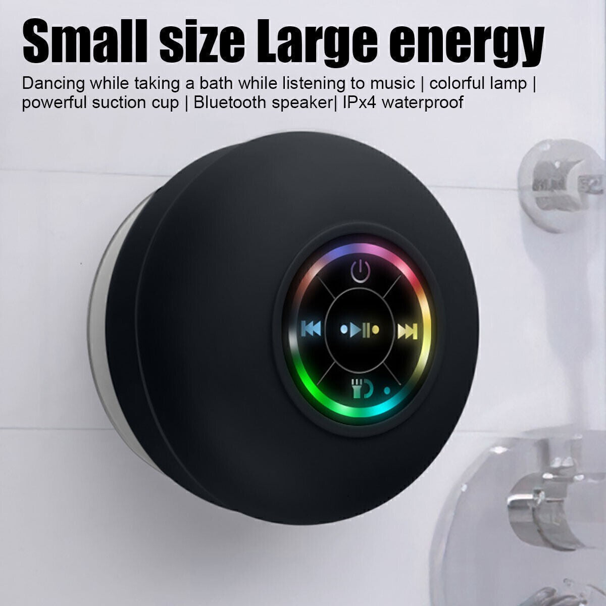 Mini Portable Wireless Bluetooth Speaker for Shower Bathroom Waterproof Suction