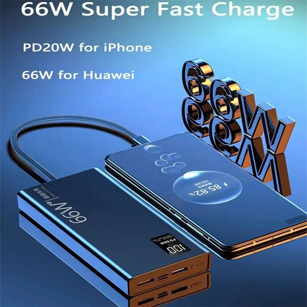 20000mAh 66W Portable Power Bank USB LCD External Battery Charger For Cell Phone