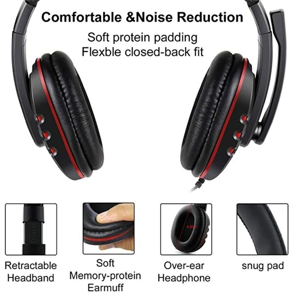 Gaming Headset with Microphone Mic Headphones For PC Laptop PS4 PS5 Xbox One UK