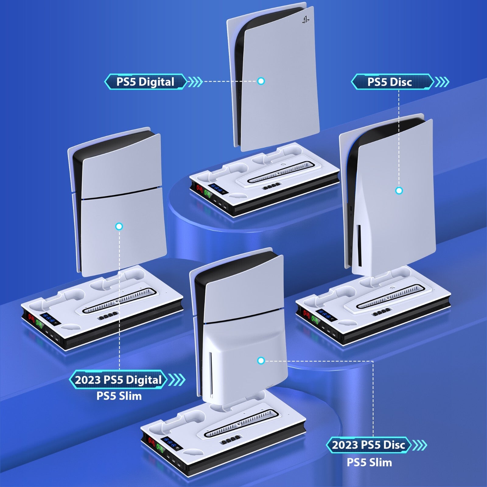 PS5 Stand and Cooling Station with Controller Charging Station