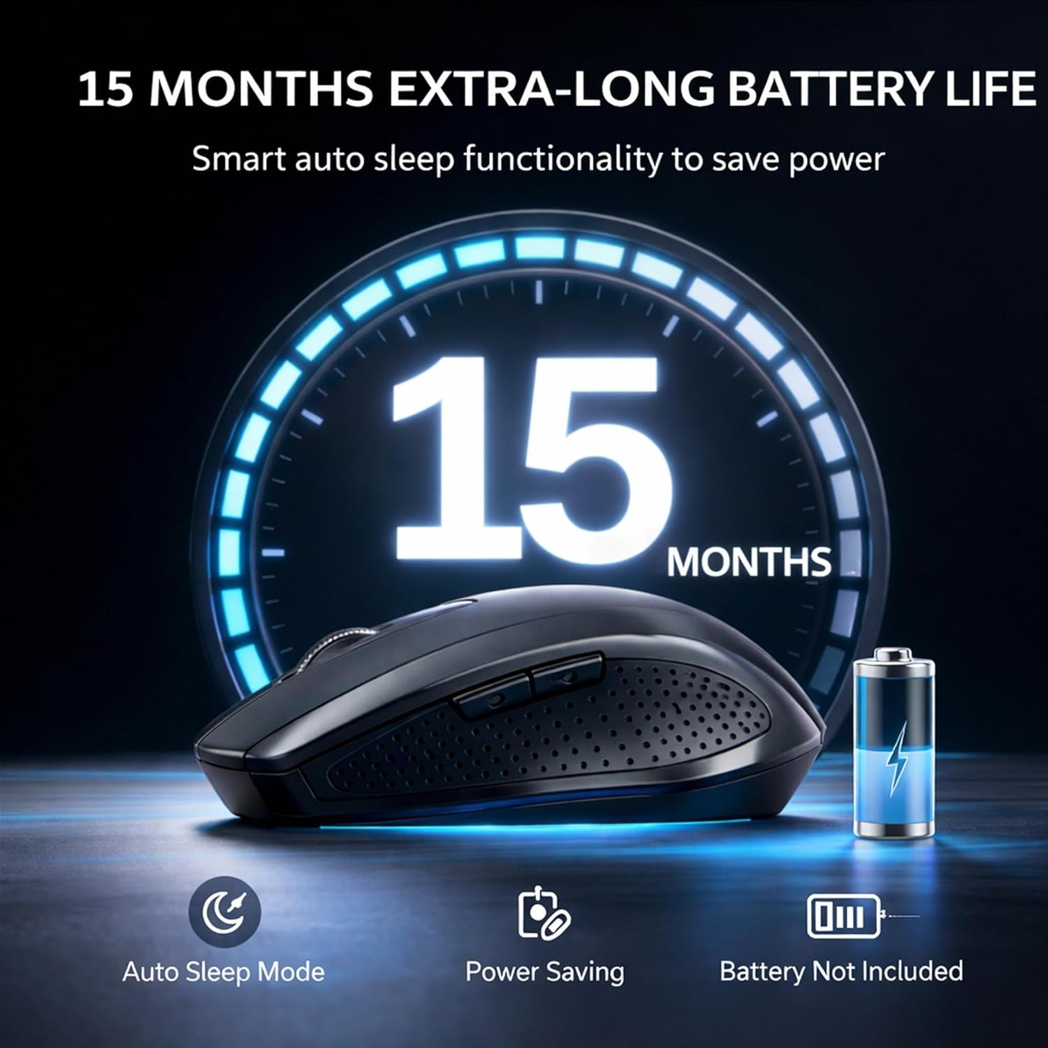 Black Wireless Cordless Mouse For PC & Laptop