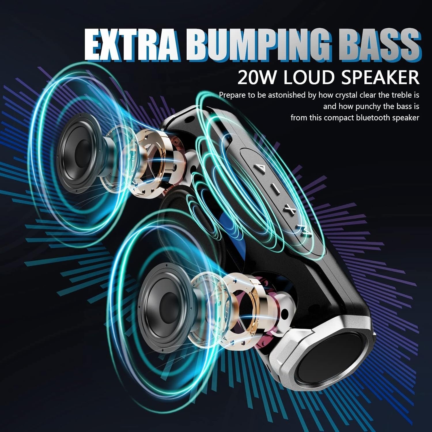 KOLEER Bluetooth Speaker Wireless Portable Stereo Sound Extra Bass 30H Playtime