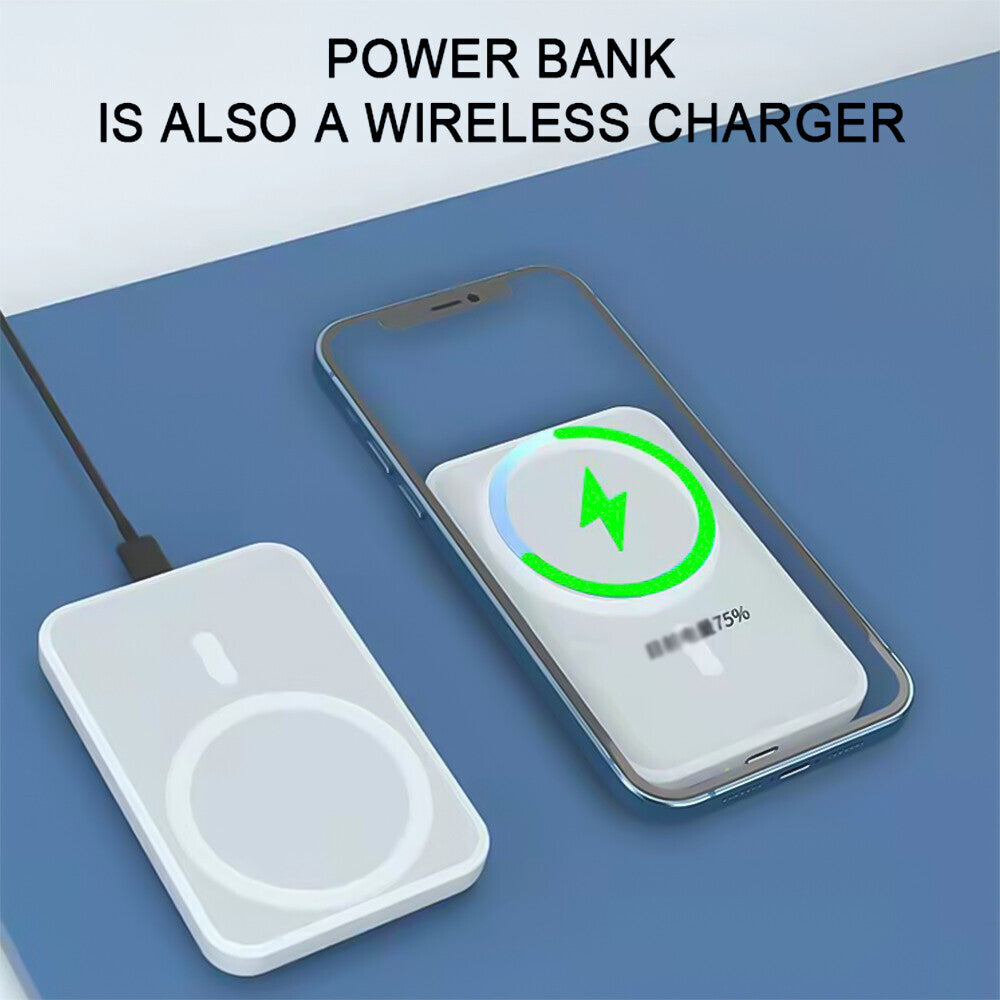900000mAh Power Bank Magnetic Battery USB Pack Wireless Fast Charger for iPhone