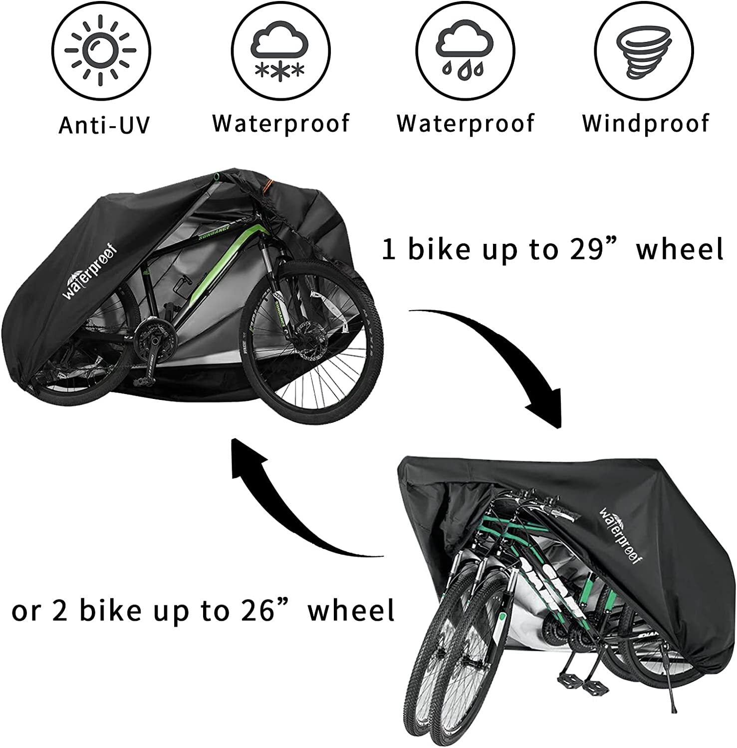 Waterproof Mountain Bike Bicycle Cover Heavy Duty Outdoor Protector 1/2Bikes