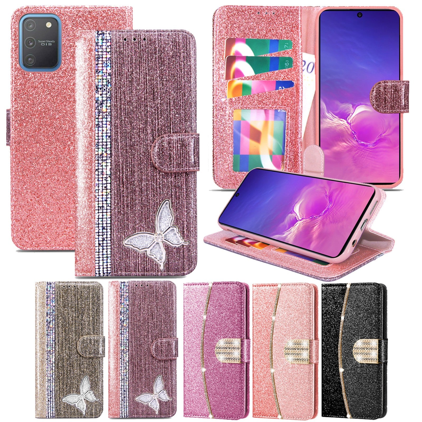 Glitter Book Case For Samsung Galaxy Note 10 20 Ultra Lite Leather Wallet Cover