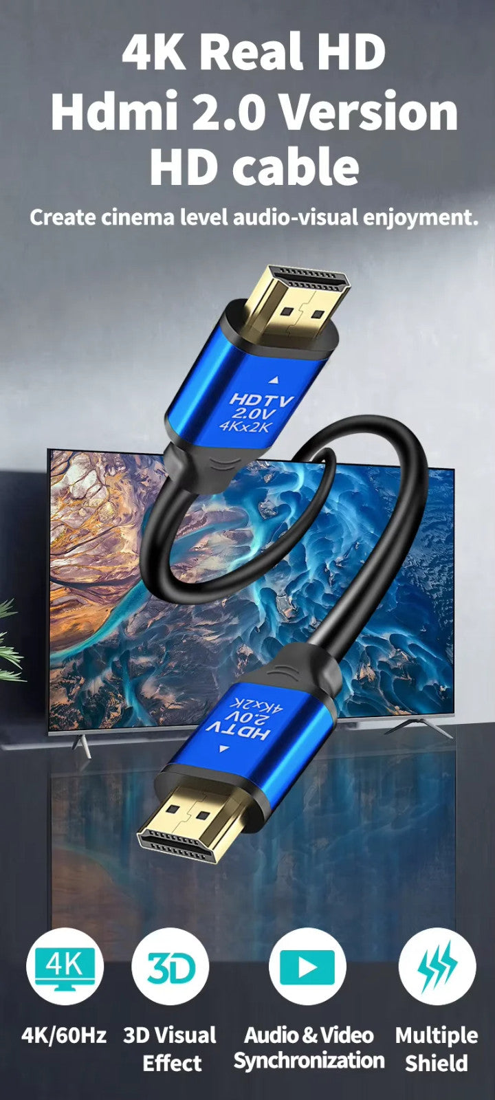PREMIUM ULTRA HD HDMI CABLE HIGH SPEED 4K 2160p LEAD 1M 2M