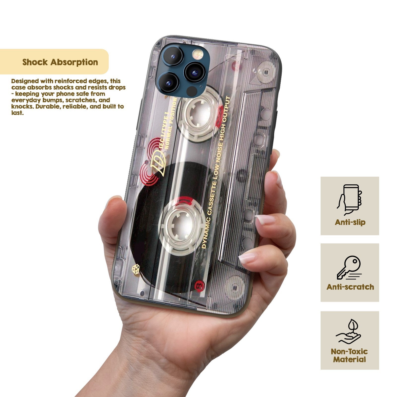 Cassette iPhone Case Retro Tape Music Design Vintage Phone Cover