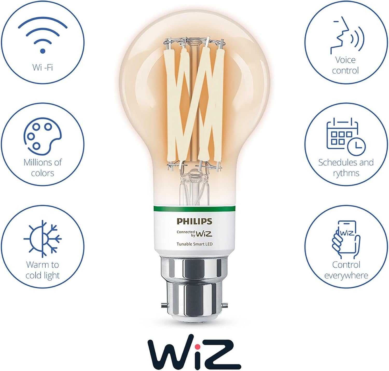 Philips Smart WiZ Connected LED Light Bulb B22 Dimmable Cool & Warm - A Rated