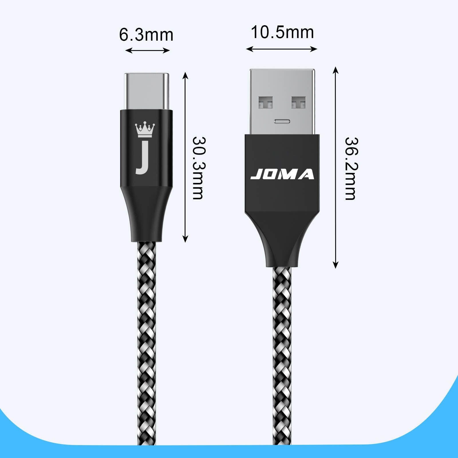 USB A to Type C Cable 3A 60W Fast Charger Braided Long Lead 0.25M 1M 2M 3M