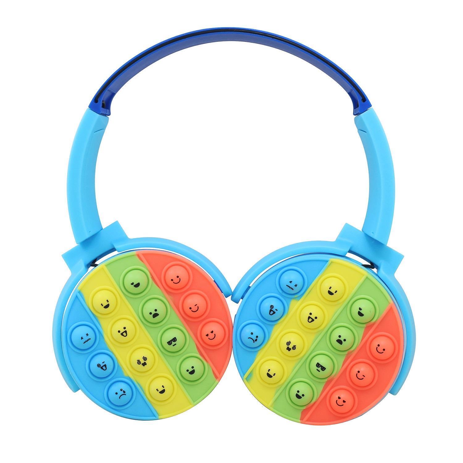 Vybe Kids Wireless Headphones with Push-Pop Fidget Stress Buster Blue or Purple