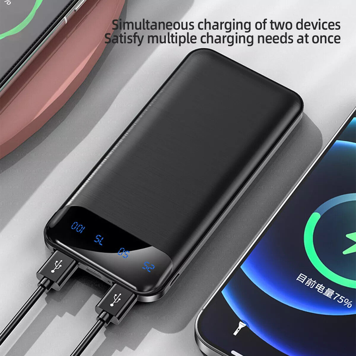 9000000mAh Power Bank Pack 2 USB External Battery Fast Charger for Mobile Phone
