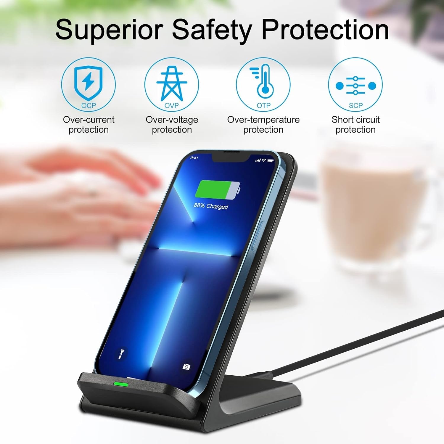 Fast Wireless Charging Stand Dock for iPhone & Samsung