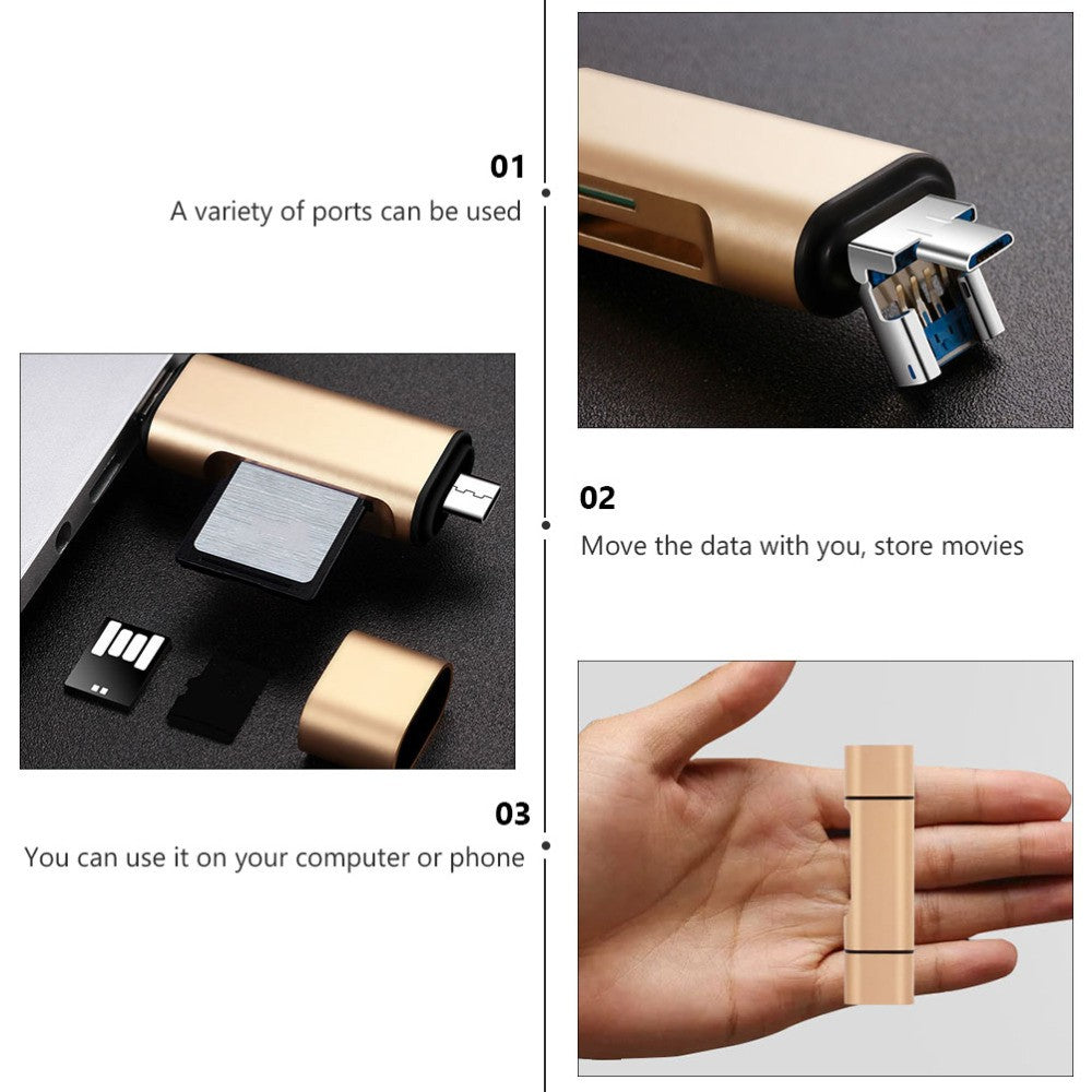 USB Type Dual Slots Adapter for Computer Laptop Phone Reader