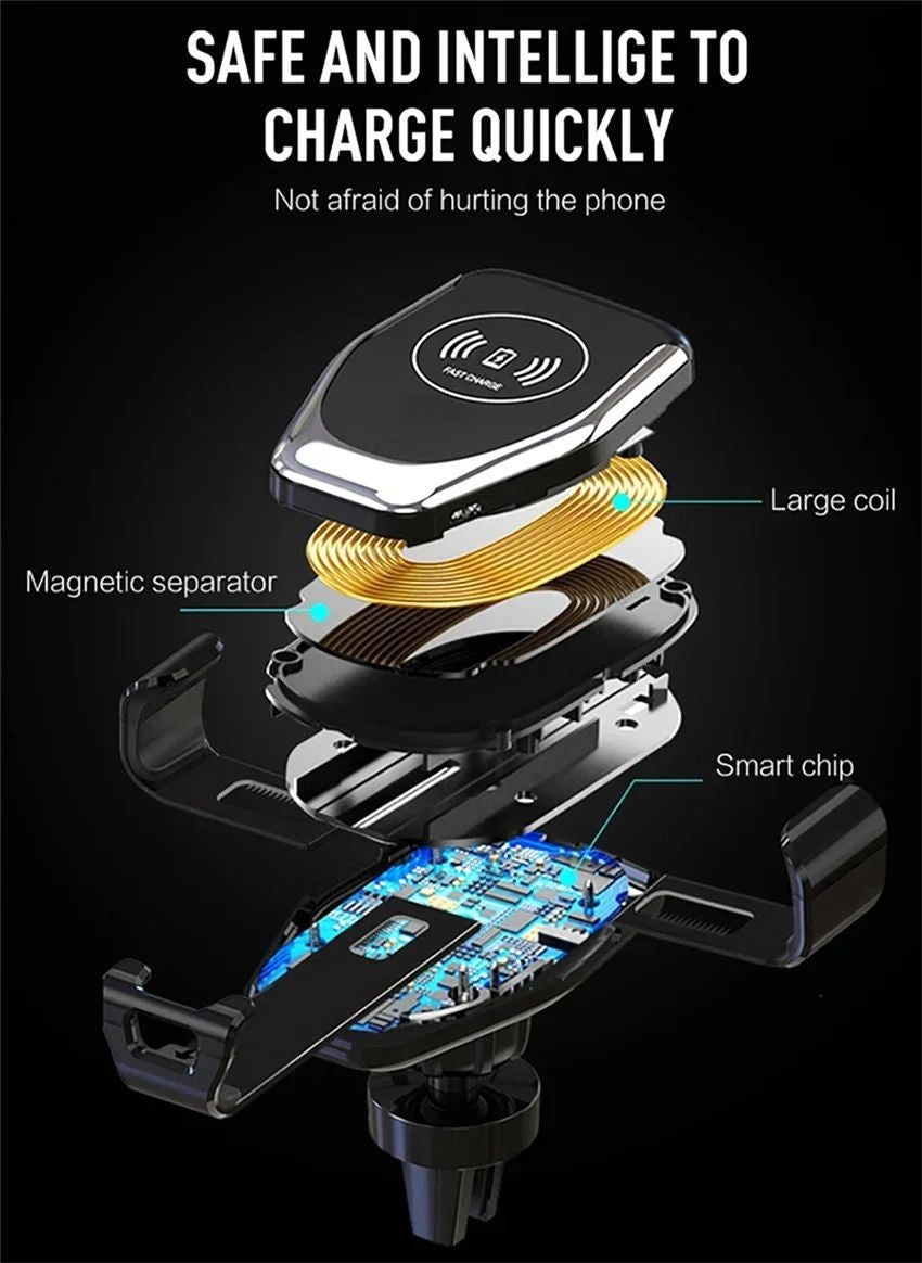 Wireless Car Fast Charging Automatic Clamping 30W Mount Phone Holder