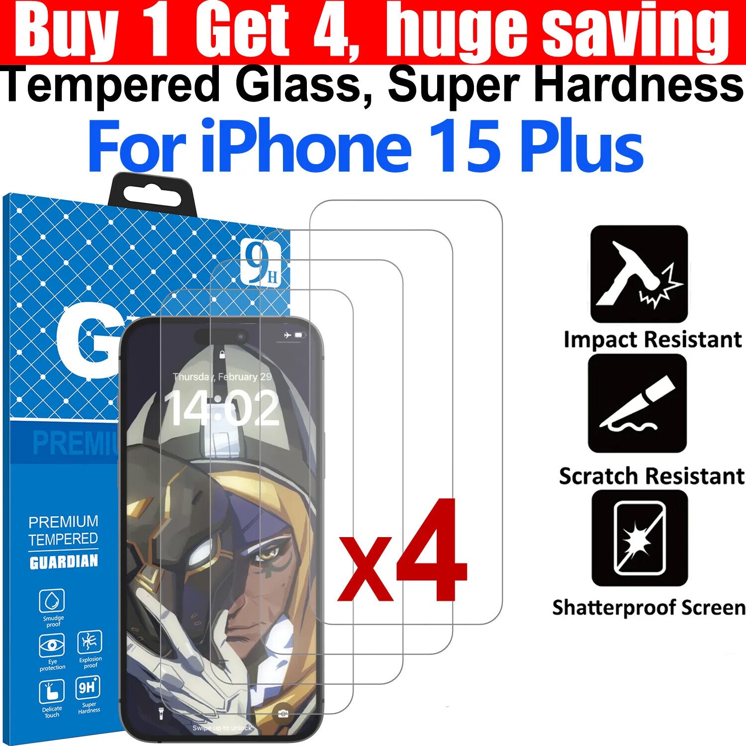 4x Tempered Glass Screen Protector For Apple iPhone