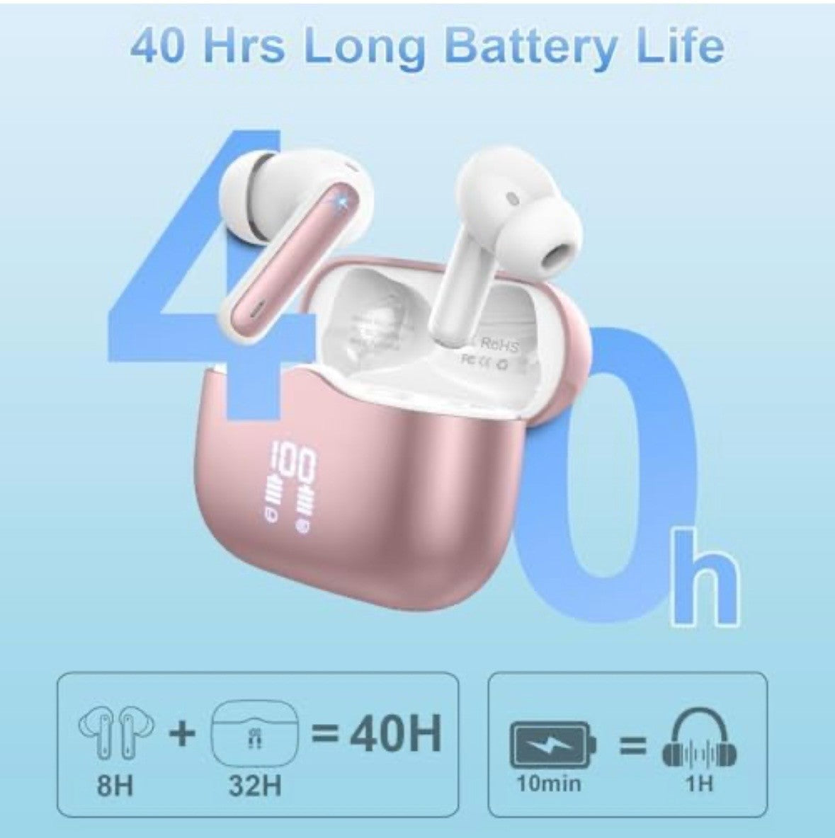 Wireless Earbuds Bluetooth 5.3 in Ear with HiFi Stereo Deep Bass