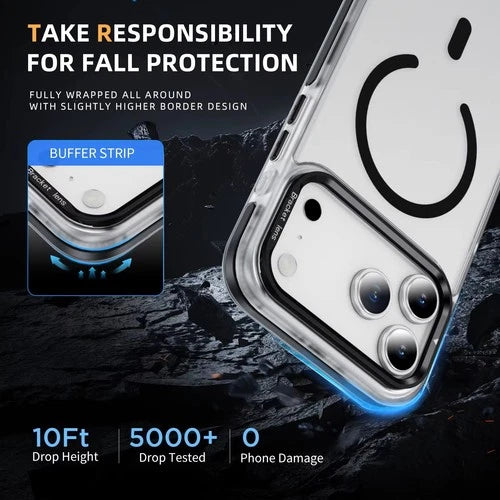 Case For Apple iPhone 17 16 15 Pro Max + Magnetic Clear Lens Stand Bumper Cover